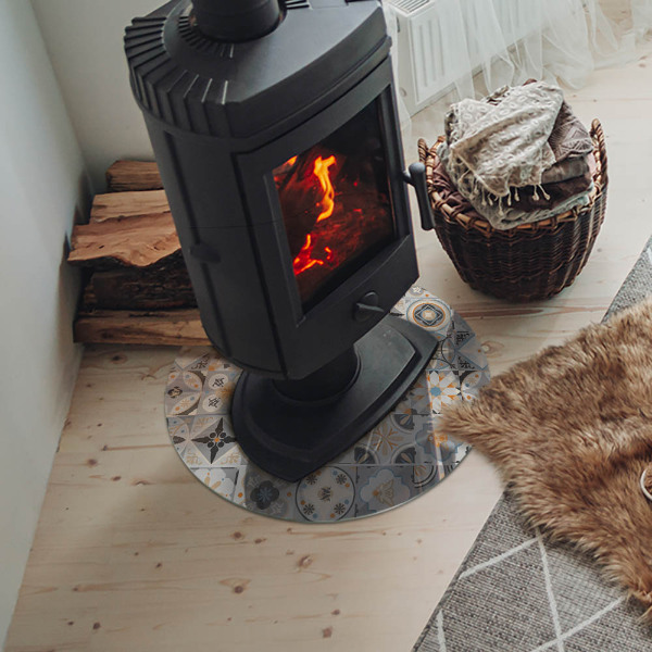 Kulatá podložka pod krb Mozaikové vzory v dlaždicových tvarech