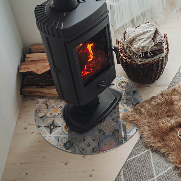 Kulatá podložka pod krb Mozaikové vzory v dlaždicových tvarech