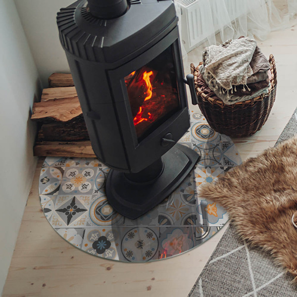 Kulatá podložka pod krb Mozaikové vzory v dlaždicových tvarech