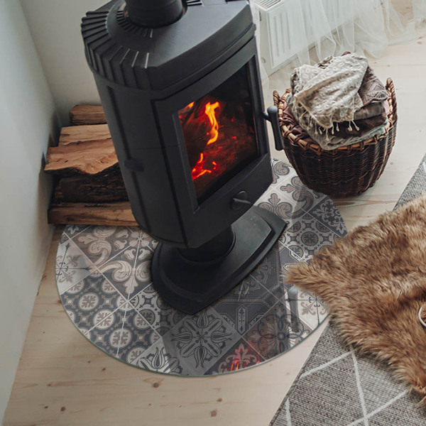 Kulaté sklo pod krbová kamna Uspořádání mozaikových dekorací