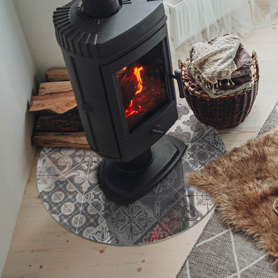 Kulaté sklo pod krbová kamna Uspořádání mozaikových dekorací