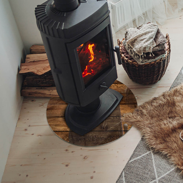 Kulatá podložka pod krb Přírodní dřevěná textura