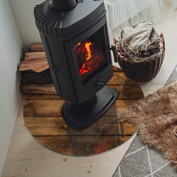 Kulatá podložka pod krb Přírodní dřevěná textura