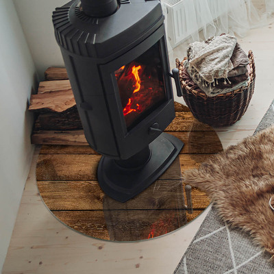 Kulatá podložka pod krb Přírodní dřevěná textura