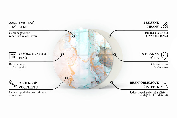 Kulatá skleněná podložka pod kamna Mozaikový motiv s květinovými akcenty