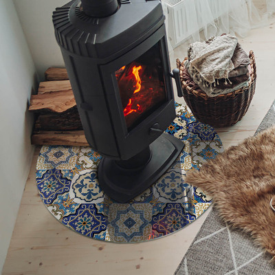 Kulatá skleněná podložka pod kamna Mozaikový motiv s květinovými akcenty