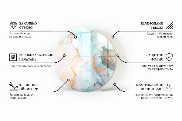 Kulatá skleněná podložka pod kamna Barvy desek v různých tónech