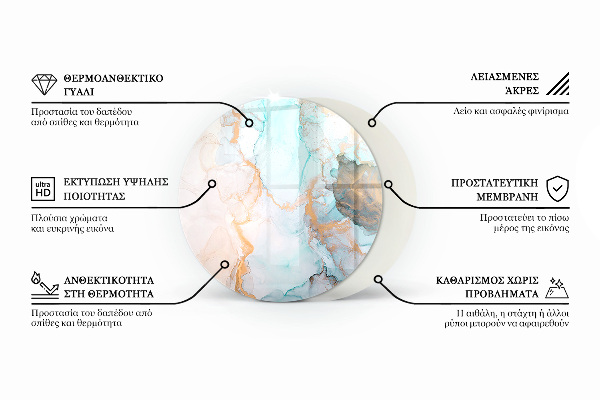 Kulatá skleněná podložka pod kamna Jemné vzory listů