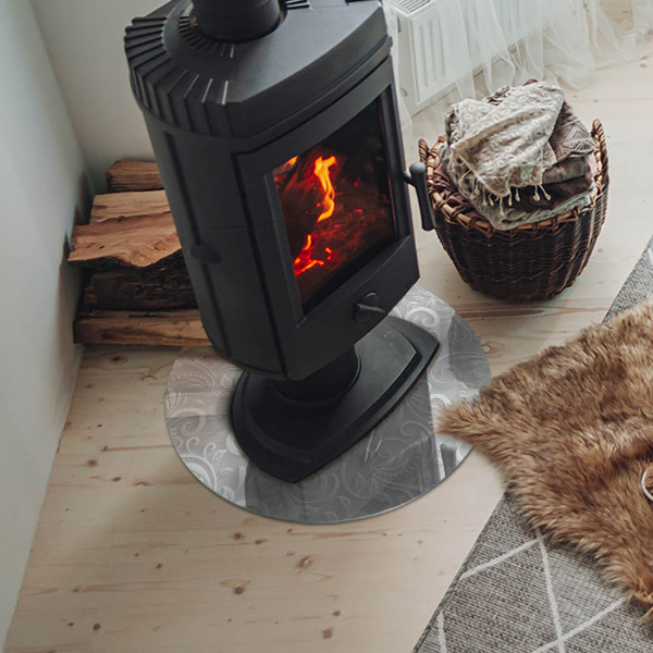 Kulatá skleněná podložka pod kamna Stylový rostlinný motiv