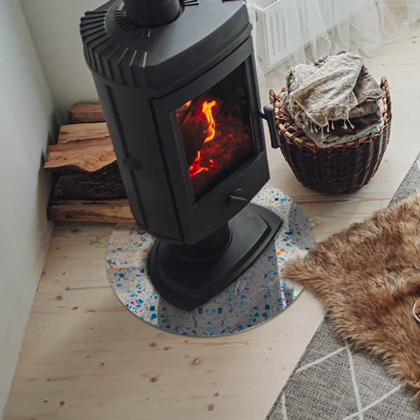 Kulaté sklo pod krbová kamna Abstraktní texturní motiv