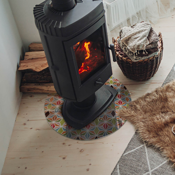 Kulatá skleněná podložka pod kamna Polygonální vzory na webu