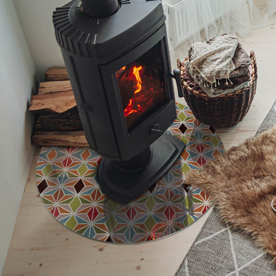 Kulatá skleněná podložka pod kamna Polygonální vzory na webu