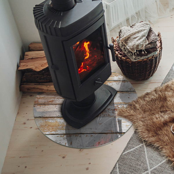 Kulatá podložka pod krb Rezavé dřevěné prkno