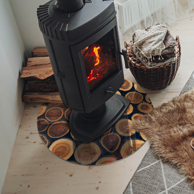 Kulaté sklo pod krbová kamna Krabice s dřevěným rámem