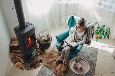 Kulaté sklo pod krbová kamna Krabice s dřevěným rámem