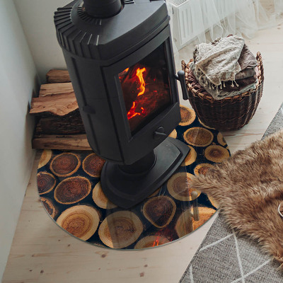 Kulaté sklo pod krbová kamna Krabice s dřevěným rámem