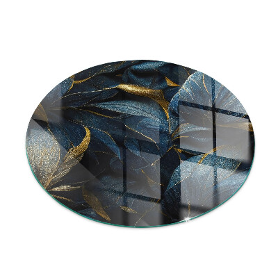 Kulatá skleněná podložka pod kamna Stylové listy ve struktuře