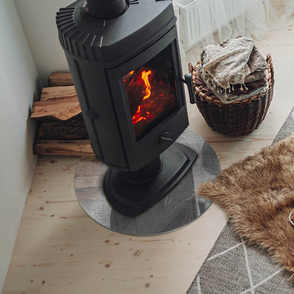 Kulatá skleněná podložka pod kamna Surový beton v minimalistickém stylu