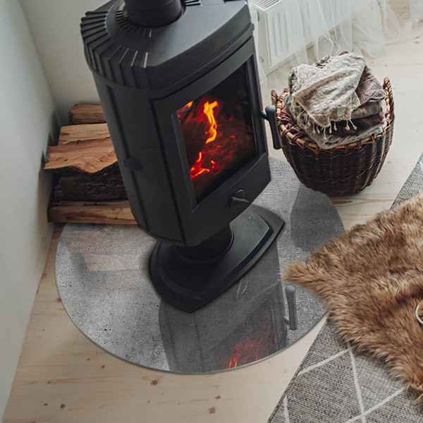 Kulatá skleněná podložka pod kamna Surový beton v minimalistickém stylu