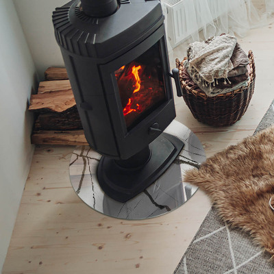 Kulaté sklo pod krbová kamna Mramorové žíly v elegantním stylu