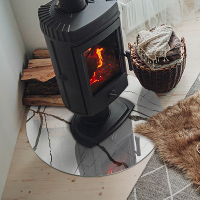 Kulaté sklo pod krbová kamna Mramorové žíly v elegantním stylu