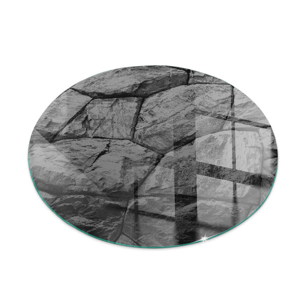 Kulatá skleněná podložka pod kamna Kamenný styl v přírodní verzi