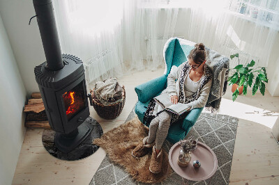 Kulatá skleněná podložka pod kamna Kamenný styl v přírodní verzi