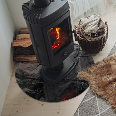 Kulatá skleněná podložka pod kamna Kamenný styl v přírodní verzi