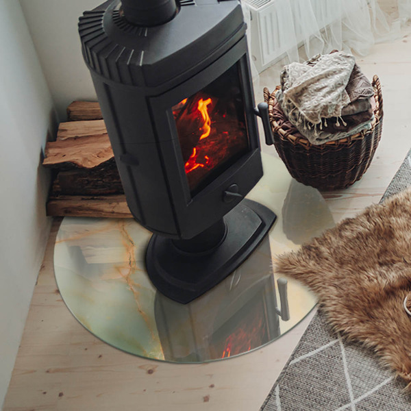 Kulatá skleněná podložka pod kamna Abstraktní mramorový motiv