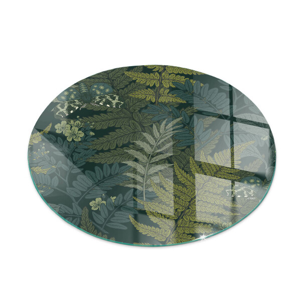 Kulaté sklo pod krbová kamna Rostlinné vzory s motýly