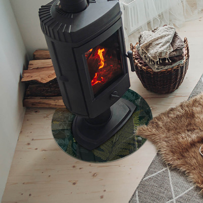 Kulaté sklo pod krbová kamna Rostlinné vzory s motýly