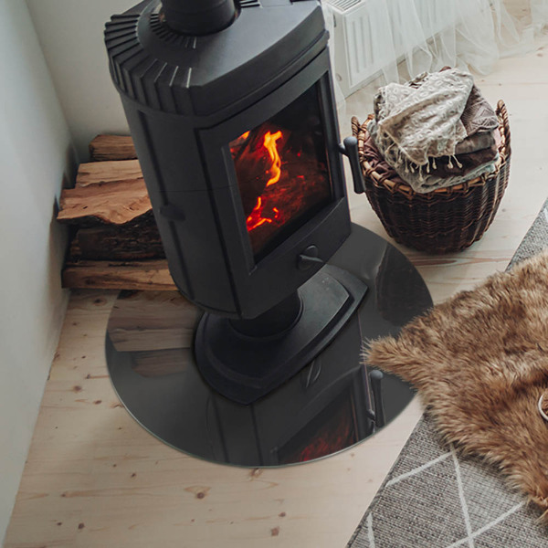 Kulatá skleněná podložka pod kamna Barva: Šedohnědá