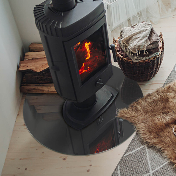 Kulatá skleněná podložka pod kamna Barva: Šedohnědá