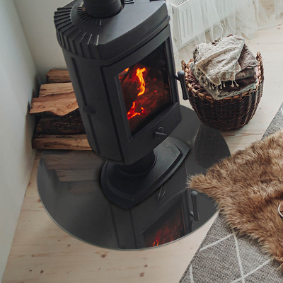 Kulatá skleněná podložka pod kamna Barva: Šedohnědá