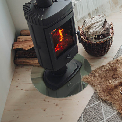 Kulatá skleněná podložka pod kamna Olivová barva