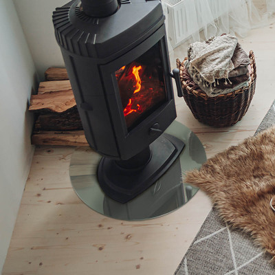 Kulatá skleněná podložka pod kamna Šedozelená barva