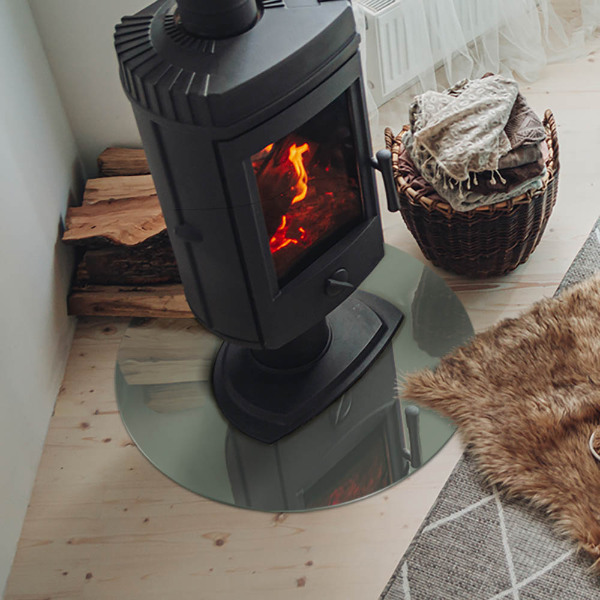 Kulatá skleněná podložka pod kamna Šedozelená barva