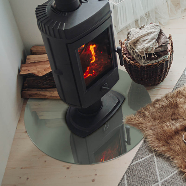 Kulatá skleněná podložka pod kamna Šedozelená barva