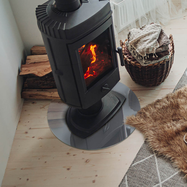 Kulaté sklo pod krbová kamna Barva šedá