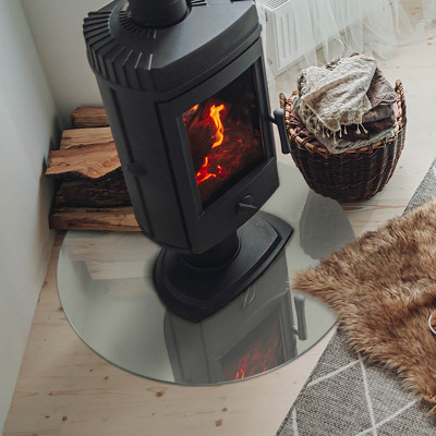 Kulaté sklo pod krbová kamna Barva Šedozelená