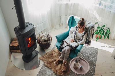 Kulatá podložka pod krb Světle krémová barva