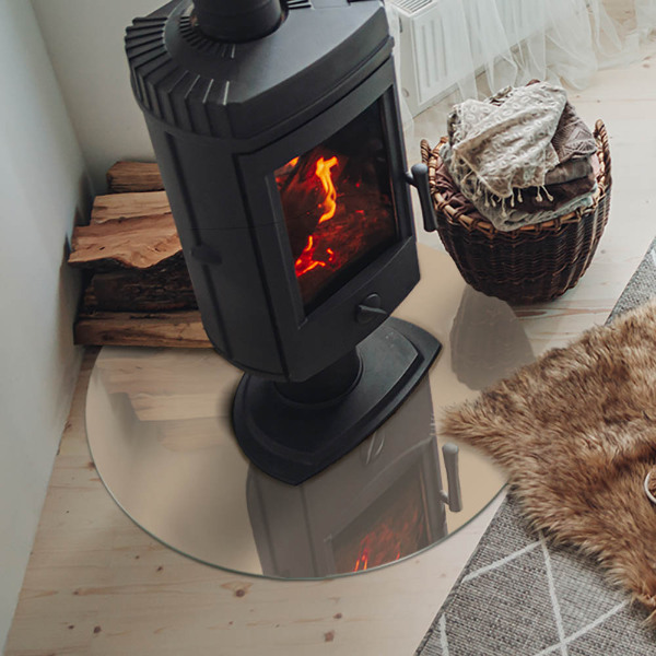 Kulaté sklo pod krbová kamna Barva béžová