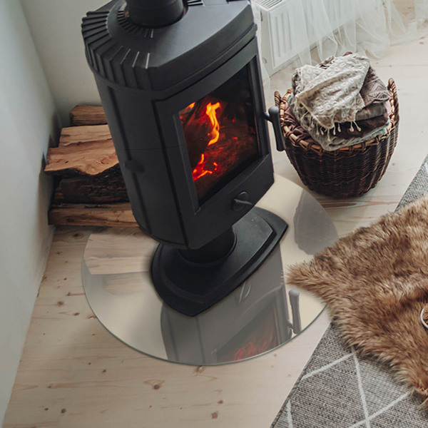 Kulatá skleněná podložka pod kamna Barva béžová