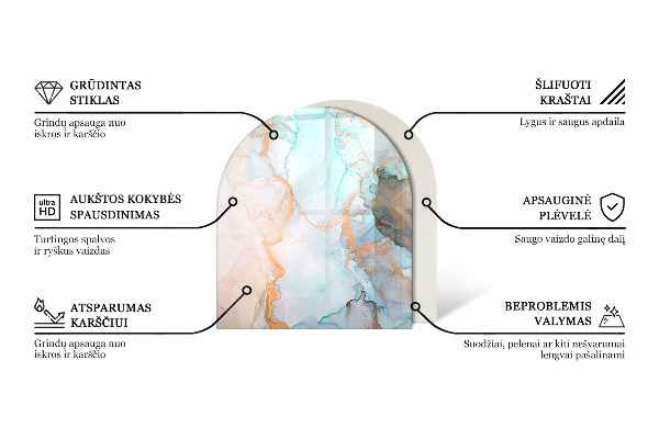 Půloválné sklo před krb Vzor z přírodního kamene