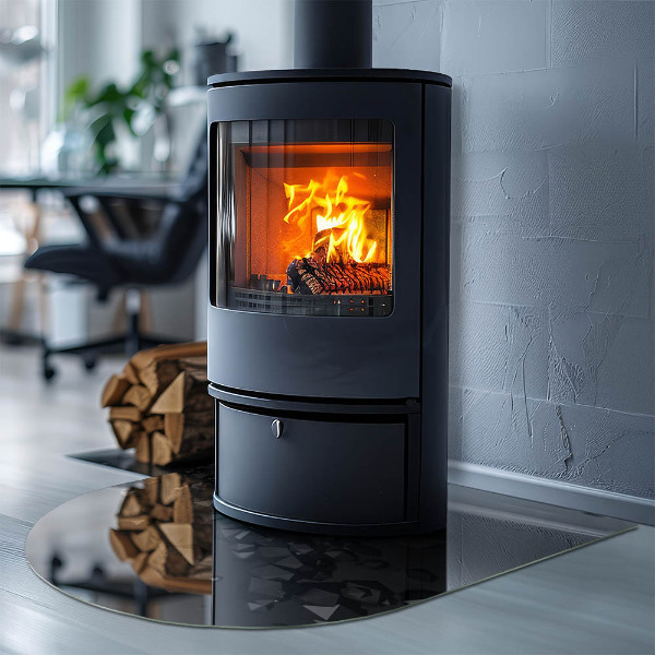 Půloválná skleněná podložka pod kamna Abstraktní oblačnosti se tvoří v pevných látkách