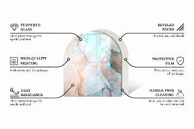 Půloválná skleněná podložka pod kamna Abstraktní oblačnosti se tvoří v pevných látkách