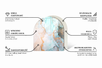 Půloválná skleněná podložka pod kamna Keramické vzory na pozadí