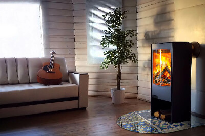 Půloválná skleněná podložka pod kamna Keramické vzory na pozadí