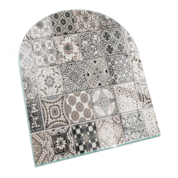 Půloválná podložka pod krbová kamna Kachlové dekorativní vzory