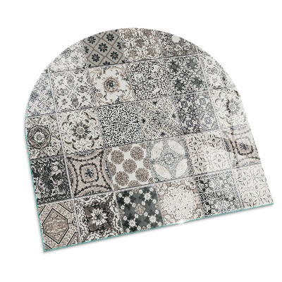 Půloválná podložka pod krbová kamna Kachlové dekorativní vzory